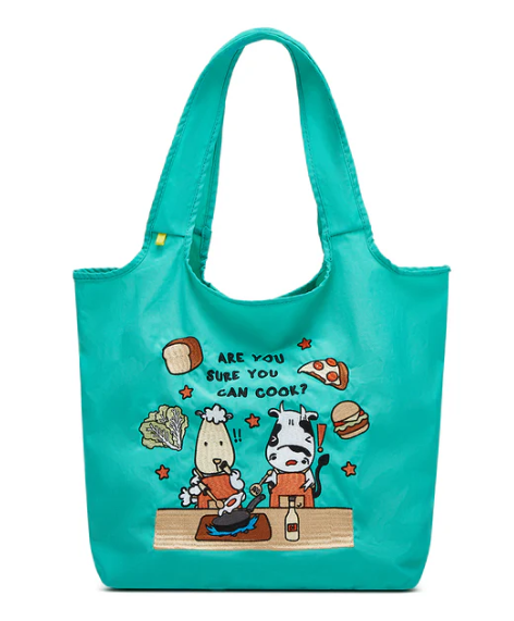 手提刺繡包(煮飯美人魚綠)