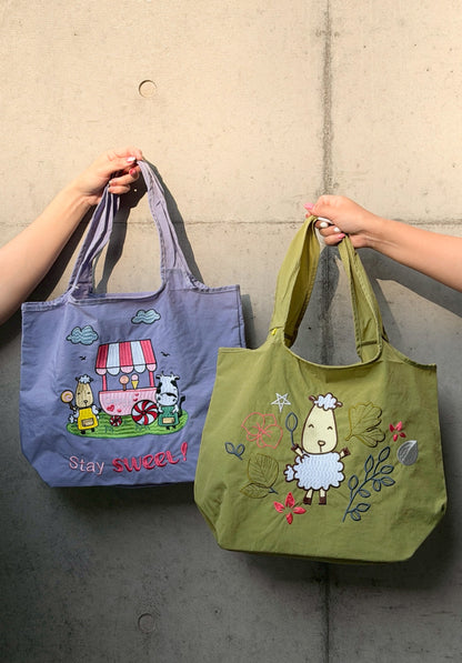 手提刺繡包(夢幻花園綠)
