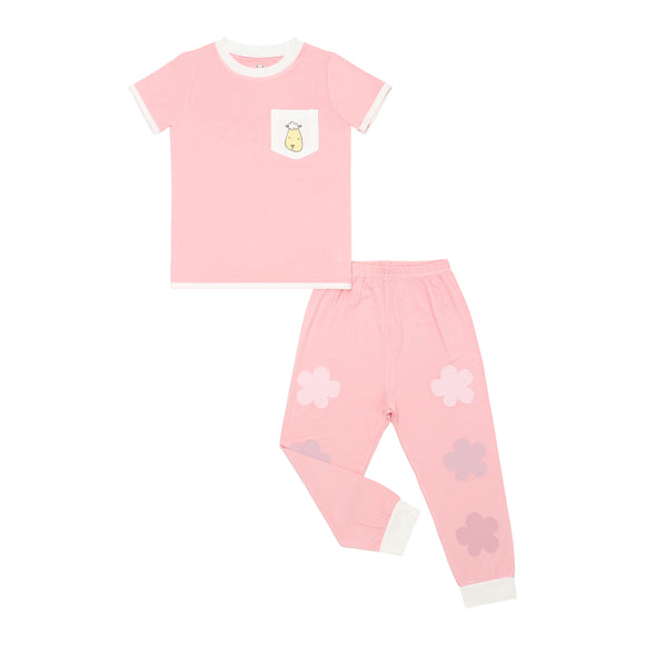 花園糖果套裝(短袖+長褲)-粉